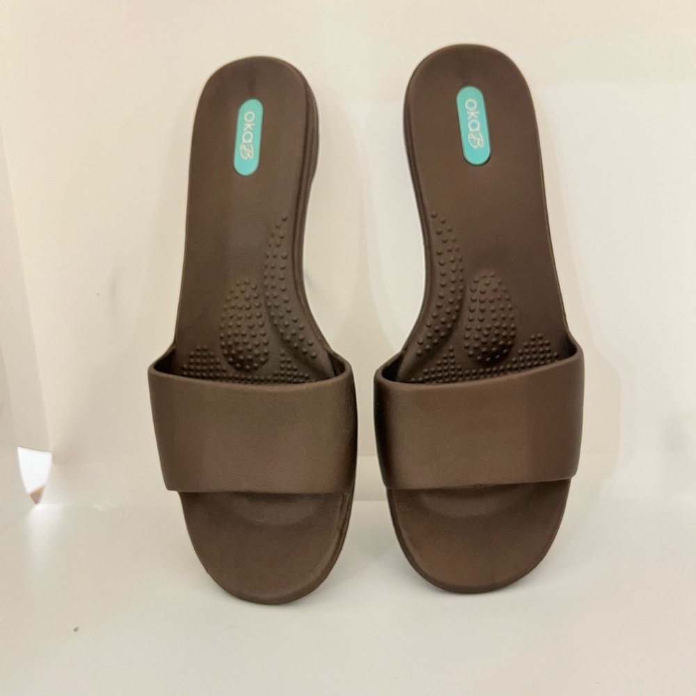 OKA b. Chocolate Slide Sandals